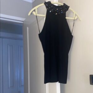 INC International Concepts Black Embellished Top cocktail new